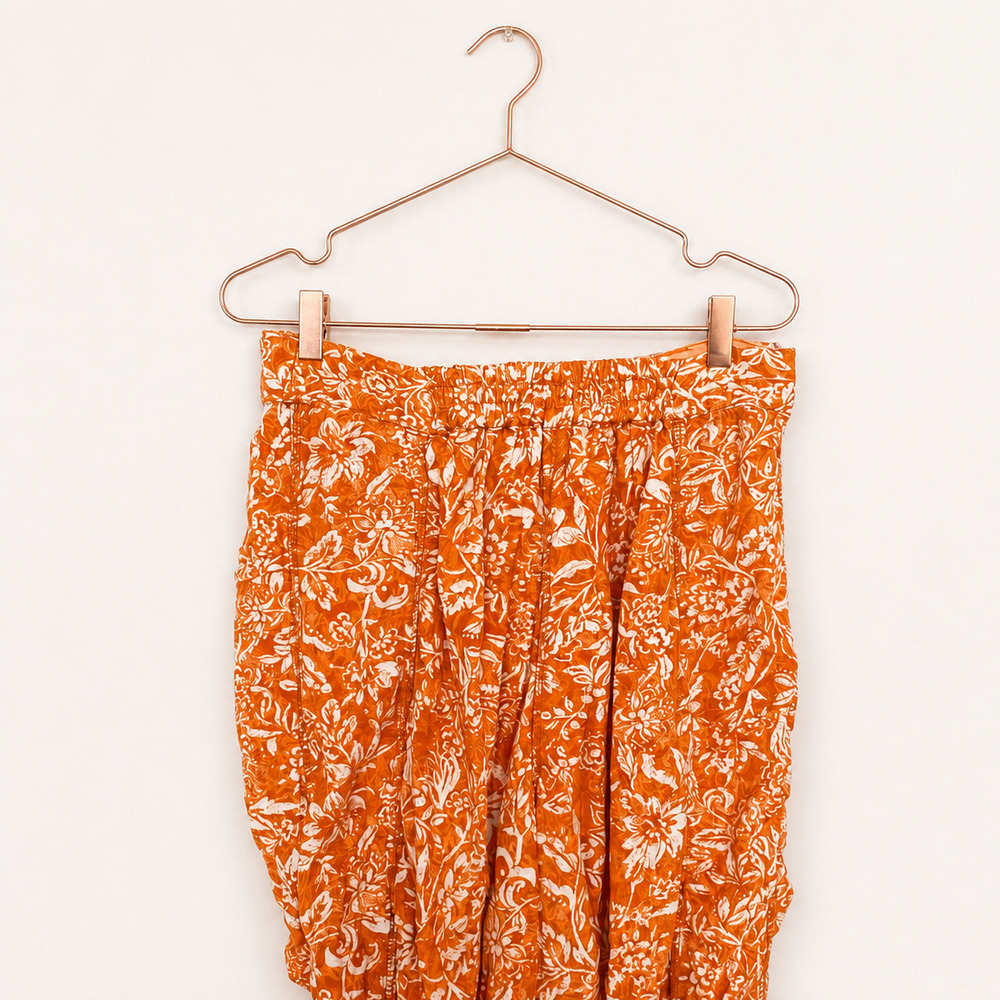 Free People Dusk 'Til Dawn Parachute Linen Pants Small Floral Cargo Relaxed Boho - Picture 6 of 7